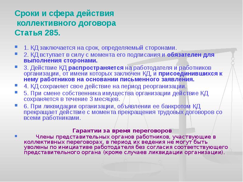 Порядок заключения и сроки действия коллективного договора презентация