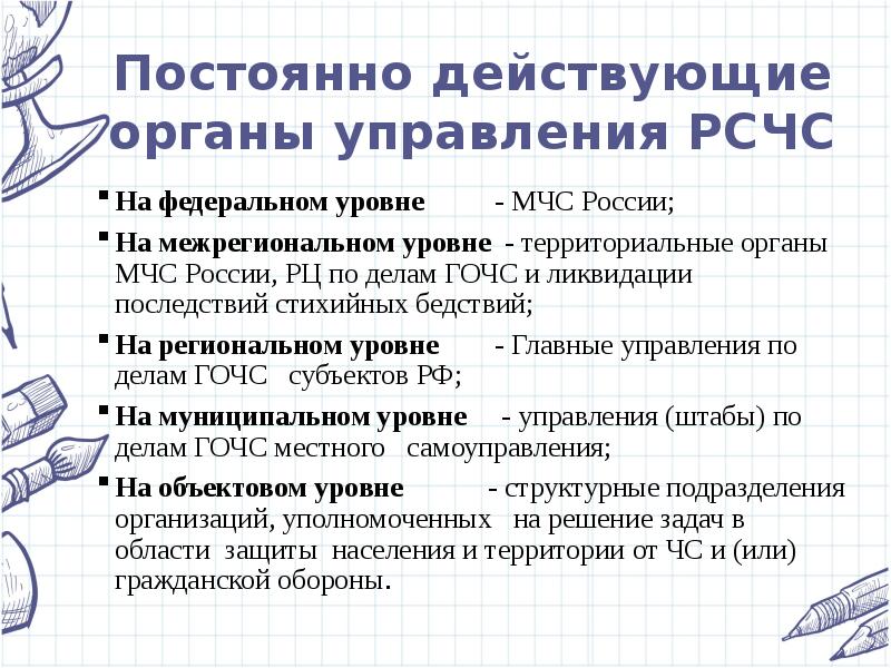 Постоянно действующие органы управления. Уровни постоянно действующие органы управления федеральные. МЧС России федеральный орган управления. МЧС постоянно действующие органы.