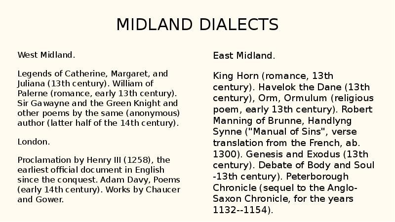 MIDLAND DIALECTS
West Midland.
Legends of Catherine, Margaret, and Juliana MIDLAND DIALECTS
West Midland.
Legends of Catherine, Margaret, and Juliana