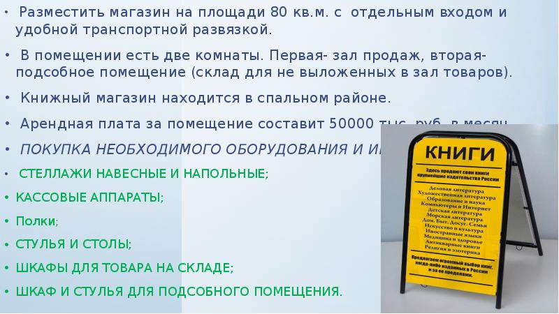 Открытие книжного магазина бизнес план