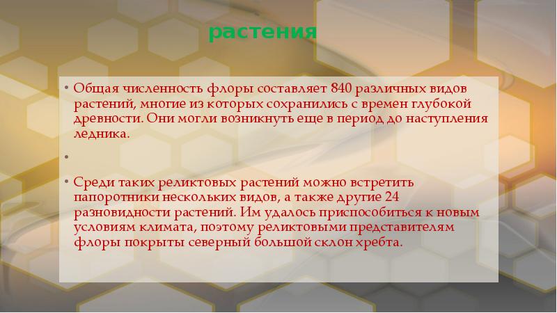 растения
Общая численность флоры составляет 840 различных видов растений, многие растения
Общая численность флоры составляет 840 различных видов растений, многие