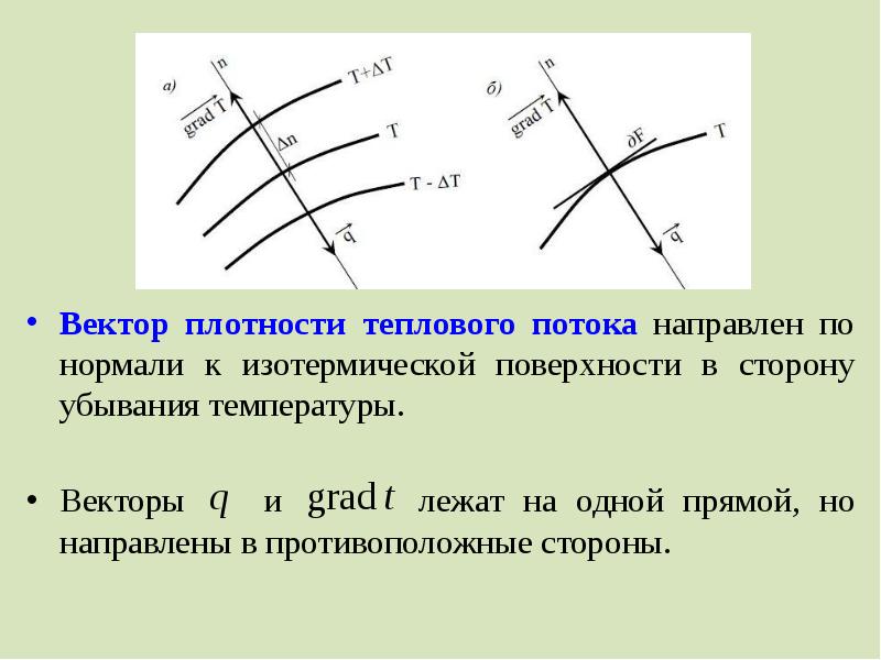 Направление вектора градиента температуры на рисунке обозначено цифрой