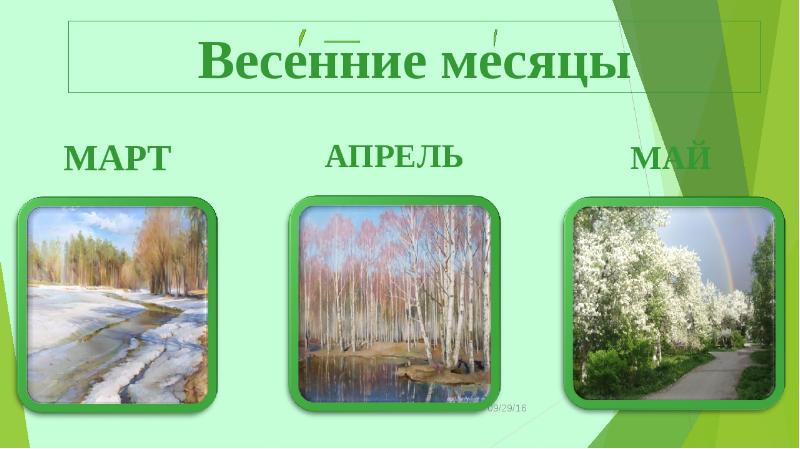 Весенние месяцы в картинках