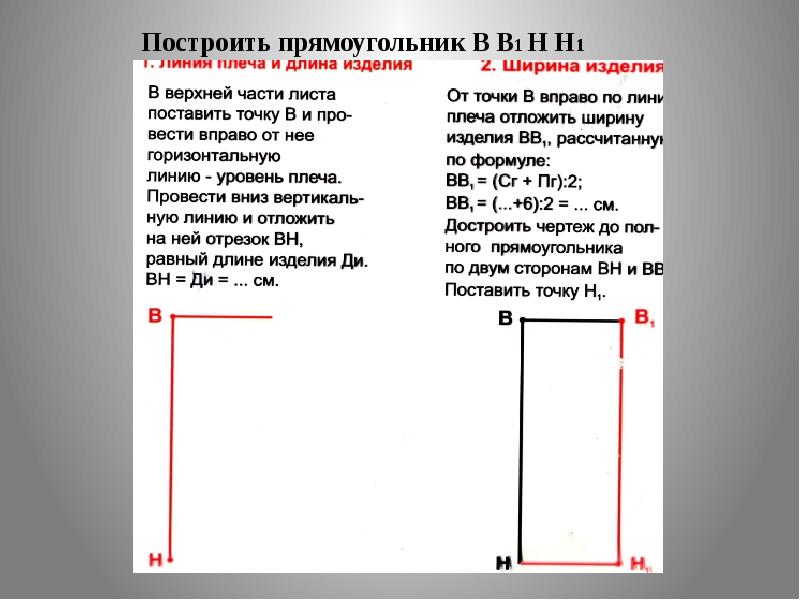 Построение чертежа основы плечевого изделия