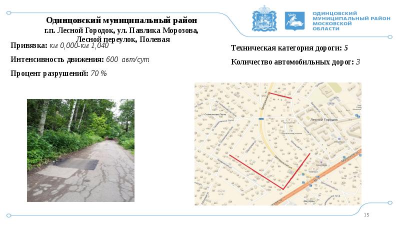 Индекс одинцовского. Дорога местного значения. Проект ремонта улицы Павлика Морозова. Автобус 33 Одинцово Лесной городок. Учетный номер дороги местного значения.