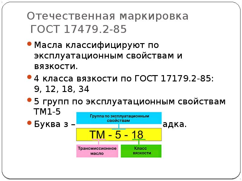 Классификация трансмиссионных масел