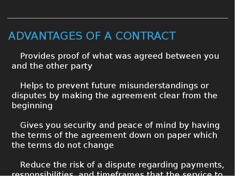 Advantages of a contract