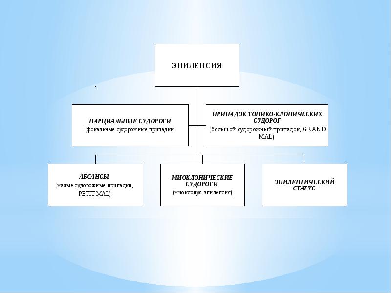 Приведите схему типы судорог в соответствии
