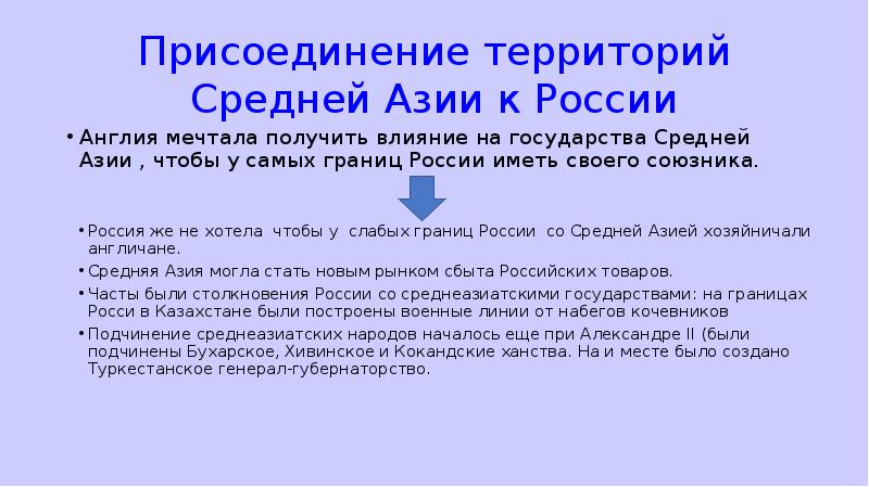 Присоединение средней азии к россии презентация