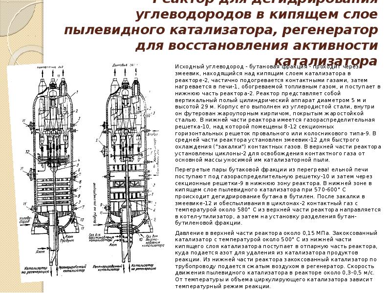 Химический реактор реакция. Каталитические реакторы с пылевидным катализатором;. Устройство реактора для дегидрирования углеводородов. Огнеупорная кладка реактора дегидрирования. Реактор каталитического крекинга с пылевидным катализатором.