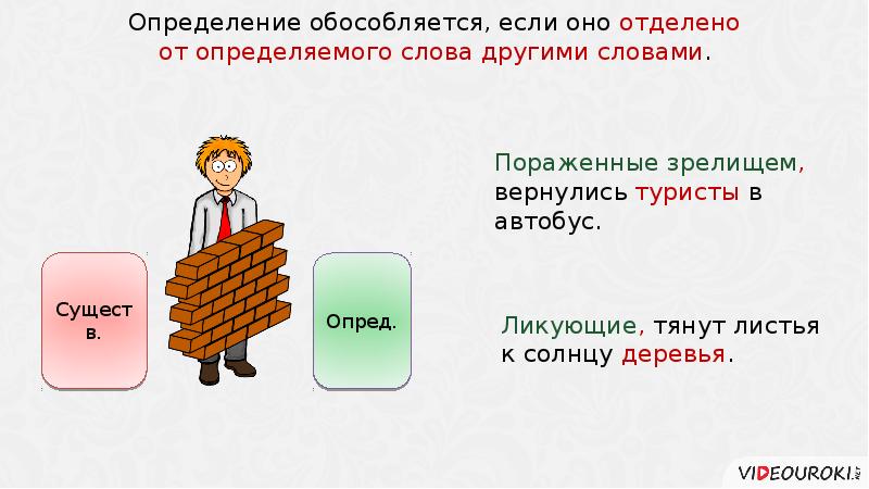 Предложение со словом обособленный. Если отделены от определяемого слова. Предложение со словом существо.