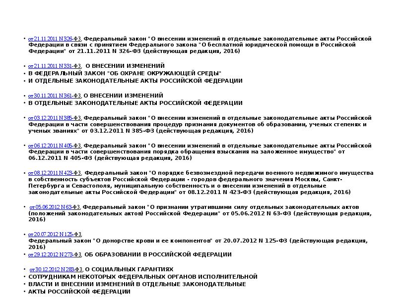 от 21.11.2011 N 326-ФЗ, Федеральный закон "О внесении изменений в отдельные законодательные от 21.11.2011 N 326-ФЗ, Федеральный закон "О внесении изменений в отдельные законодательные