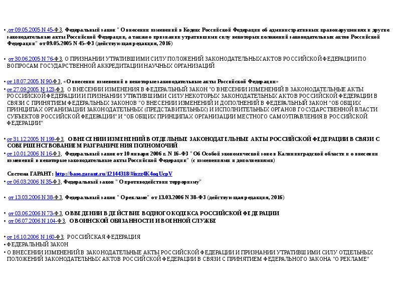 ,от 09.05.2005 N 45-ФЗ, Федеральный закон "О внесении изменений в Кодекс ,от 09.05.2005 N 45-ФЗ, Федеральный закон "О внесении изменений в Кодекс