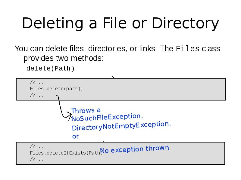 Deleting a File or Directory
You can delete files, directories, or Deleting a File or Directory
You can delete files, directories, or