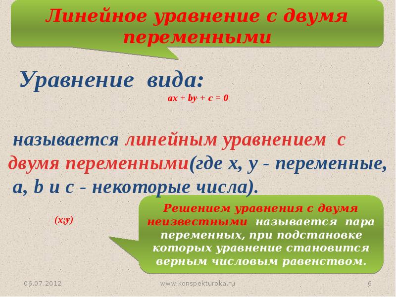 Уравнения с 2 переменными 7 класс презентация