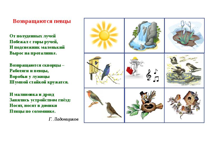 Опорные картинки для заучивания стихотворений с детьми