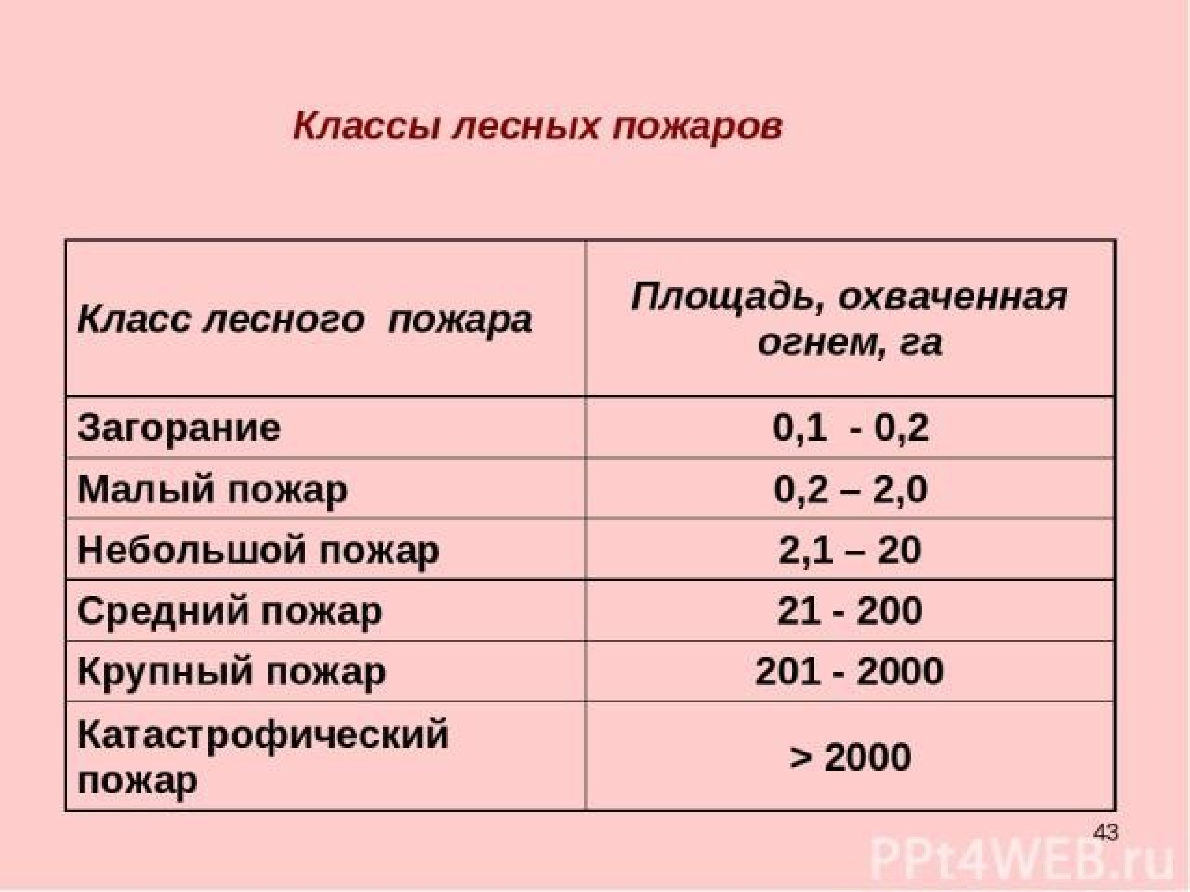 Лесные пожары подразделяются на классы. Классы лесных пожаров. Классы лесных пожаров по площади. Класс пожара и площадь пожара. Классификация пожаров по площади возгорания.