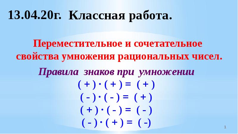 Коэффициент умножения. Свойства умножения рациональных чисел. Переместительное свойство умножения рациональных чисел. Распределительное свойство умножения рациональных чисел. Сочетательное свойство умножения рациональных чисел.