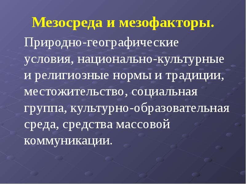 Национальные условия. Мезосреда. Факторы мезосреды организации. Что такое факторы мезосреды маркетинга. Мезосреда это в педагогике.