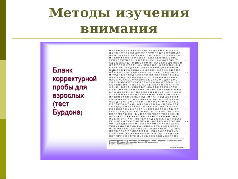 Методы изучения внимания