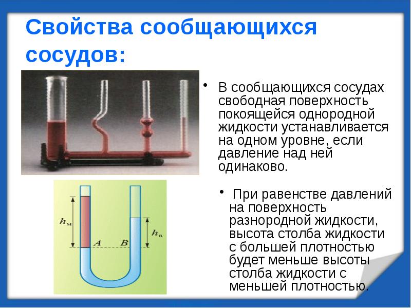 Тех карта сообщающиеся сосуды