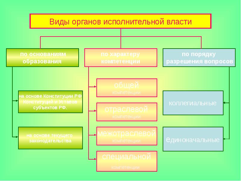 Виды органов исполнительной власти