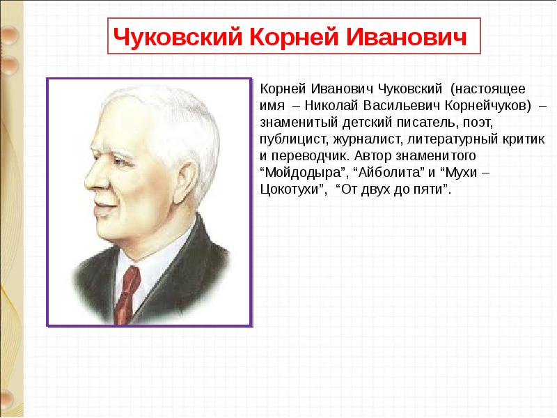 К чуковский презентация 1 класс школа россии