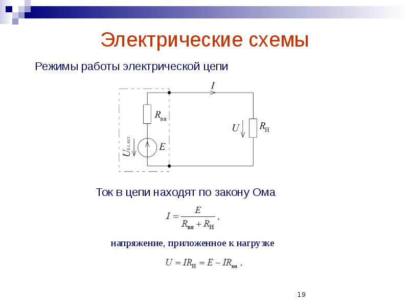 Электрические схемы
Режимы работы электрической цепи Электрические схемы
Режимы работы электрической цепи