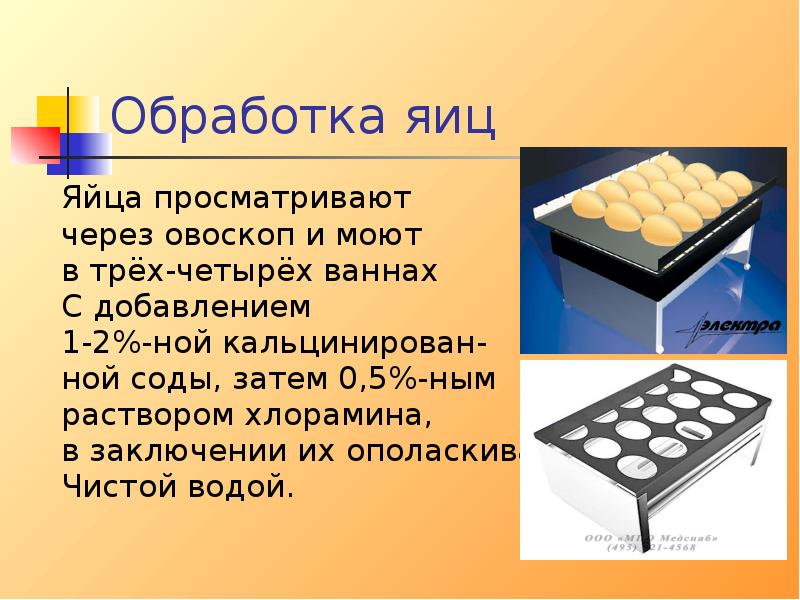 Схема обработки яиц