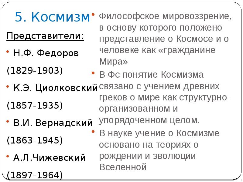 Н ф федоров философия космизма