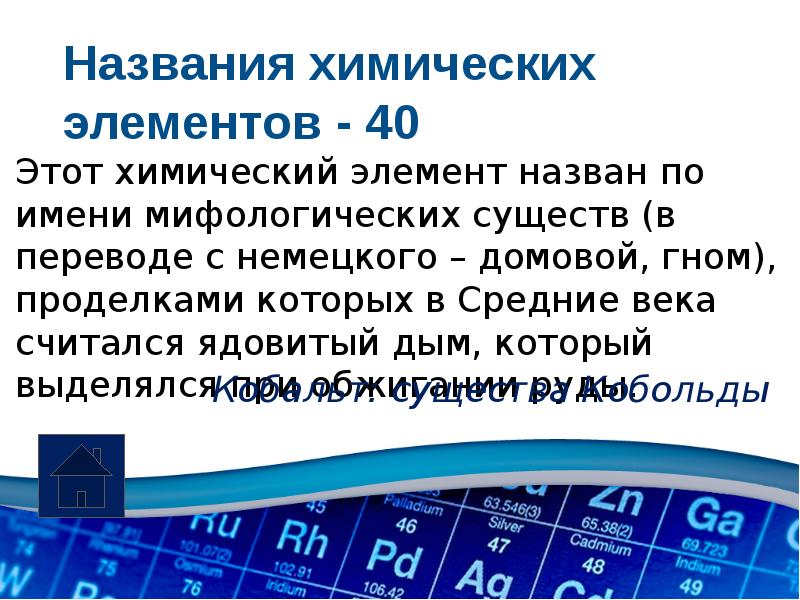 Название этого химического элемента произошло от имени …