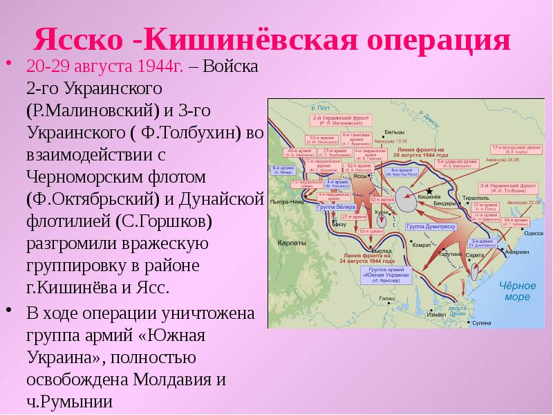 Ясско кишиневская операция карта