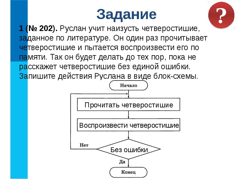 Мария выучила наизусть стихотворение а затем стала решать задачки по математике блок схема