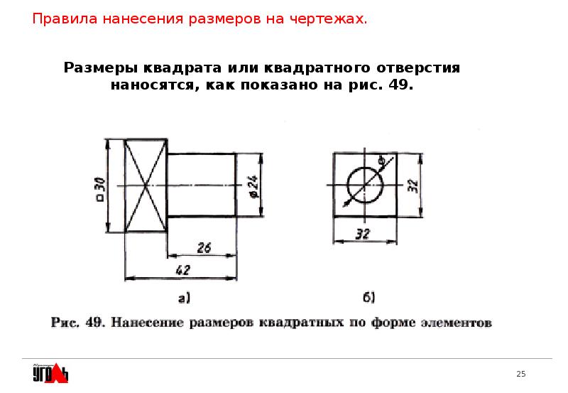 Размеры на чертеже наносят