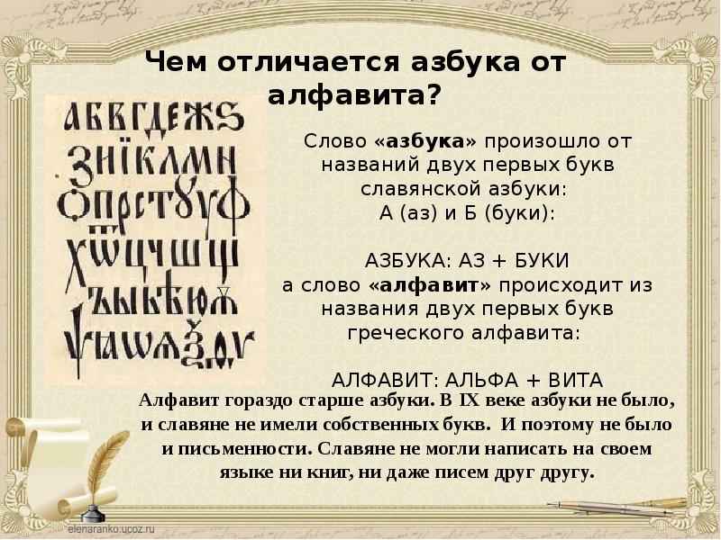 Вопросы про алфавит. Русский алфавит раньше. Чем отличается алфавит. Чем отличается азбука от алфавита. Чем отличается слово «азбука» от «алфавита»?.