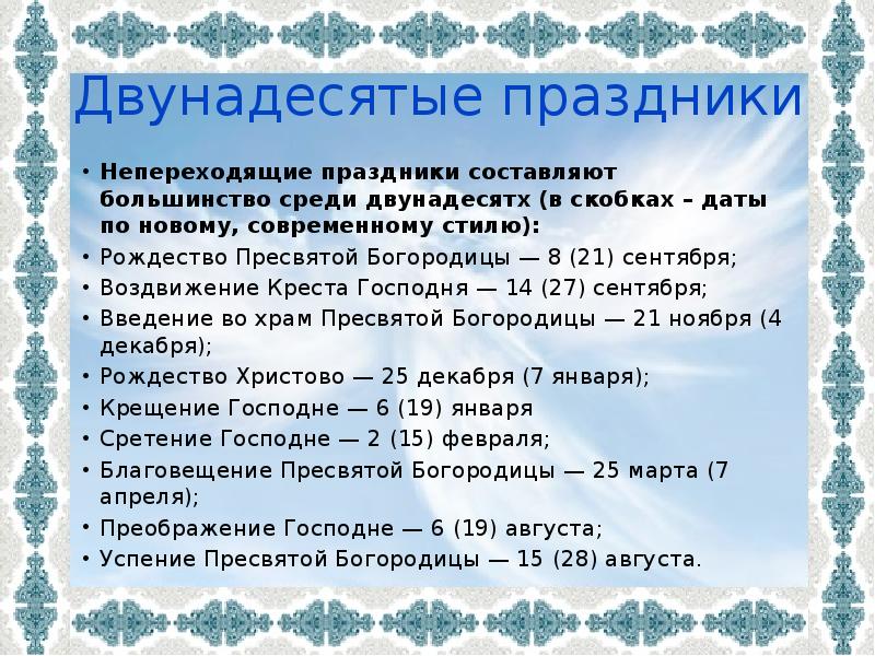 Презентация двунадесятые праздники