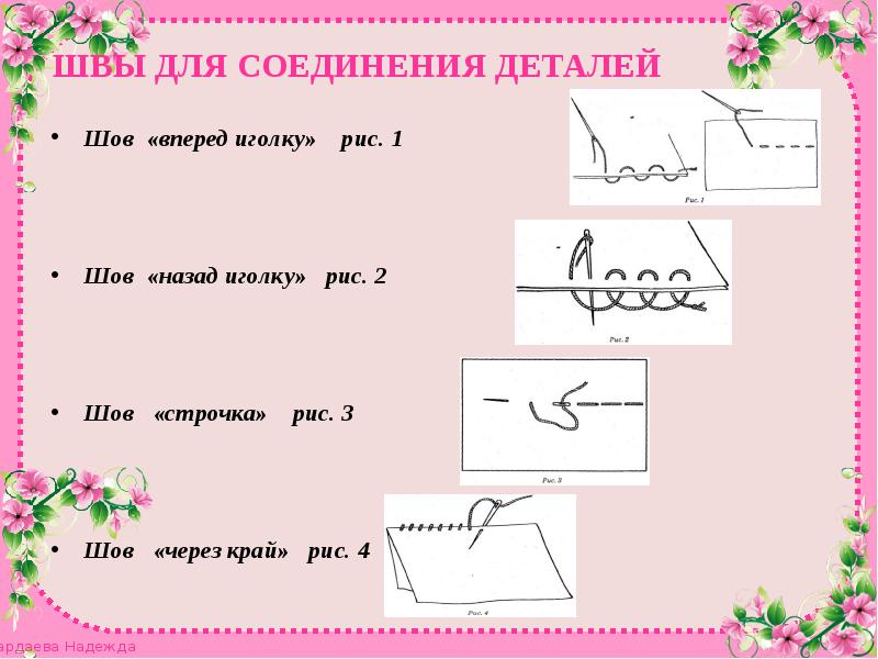 Что образует ряд стежков уложенных друг за другом а рисунок б шов или строчку