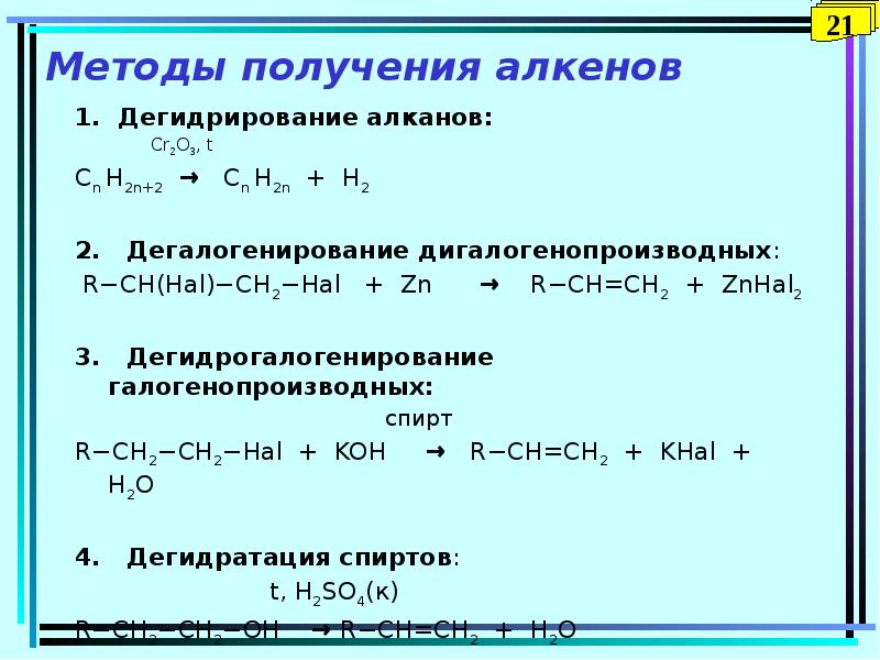 Получение алкенов