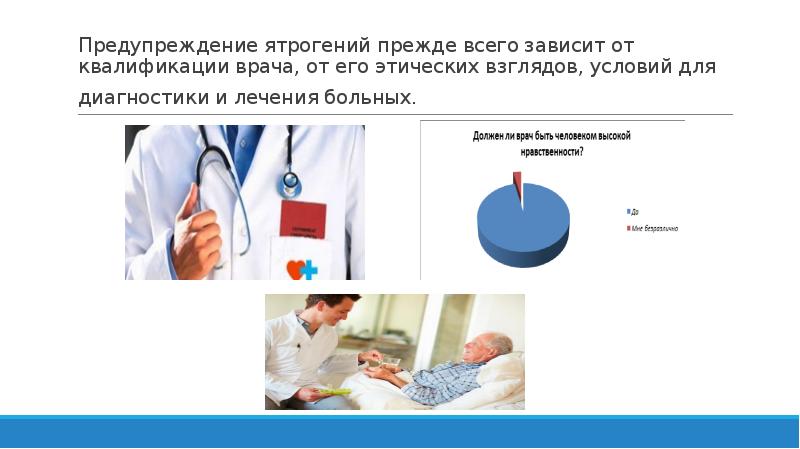 Предупреждение ятрогений прежде всего зависит от квалификации врача, от его этических Предупреждение ятрогений прежде всего зависит от квалификации врача, от его этических