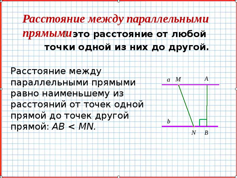 Расстояние от точки до прямой расстояние между параллельными прямыми задачи на готовых чертежах