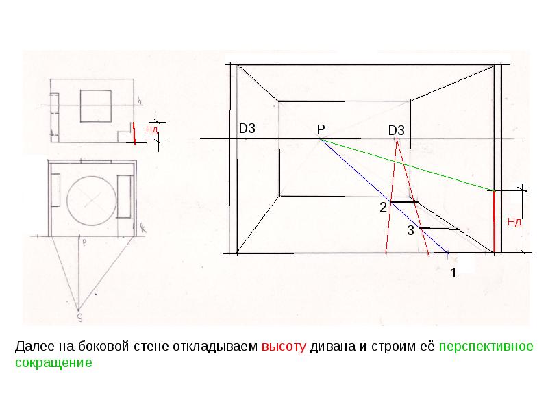 Фронтальный интерьер начертательная геометрия