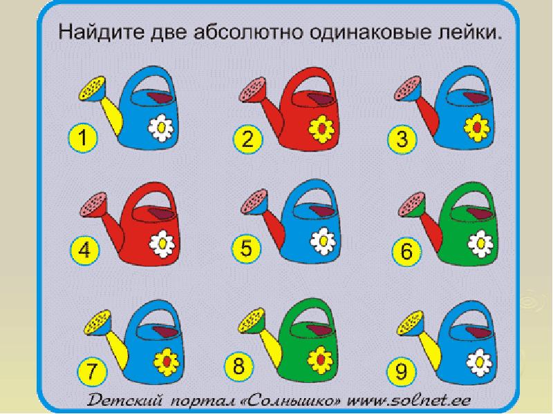 Найти одинаковые предметы на картинке