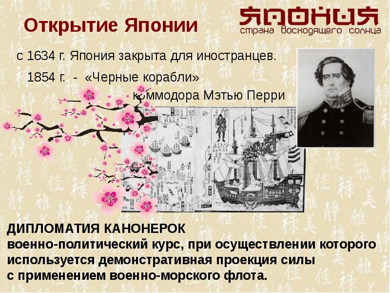 Модернизация японии. Открытие Японии 1854 г черные корабли коммодора Мэтью Перри. Открытие Японии. Япония 1854. Дипломатия Японии.