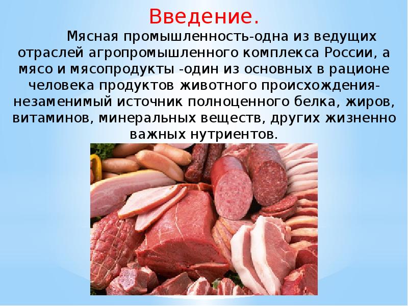 Проект на тему мясо