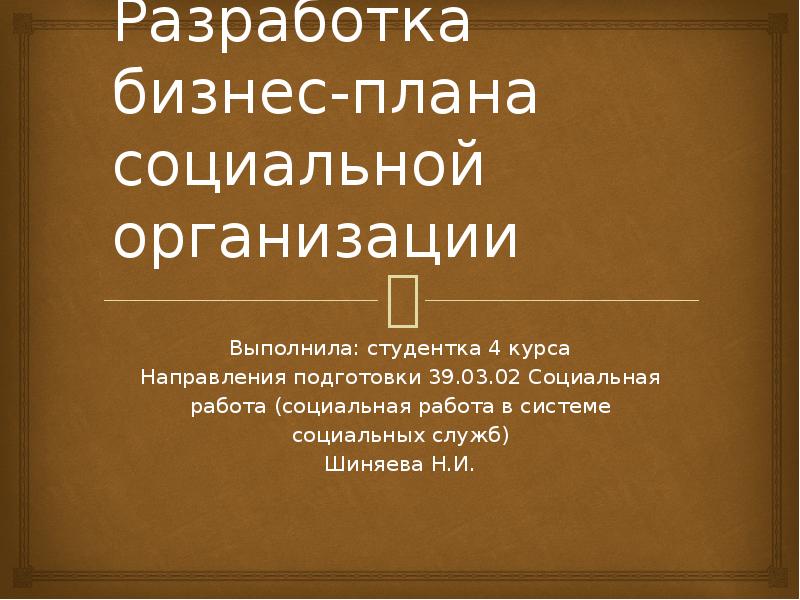 Разработка бизнес плана социального проекта