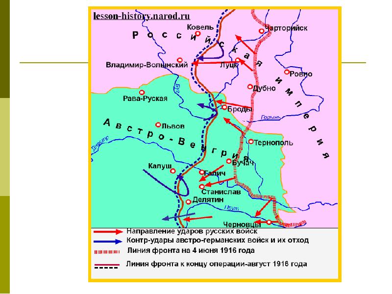 Брусиловский прорыв первая мировая война карта