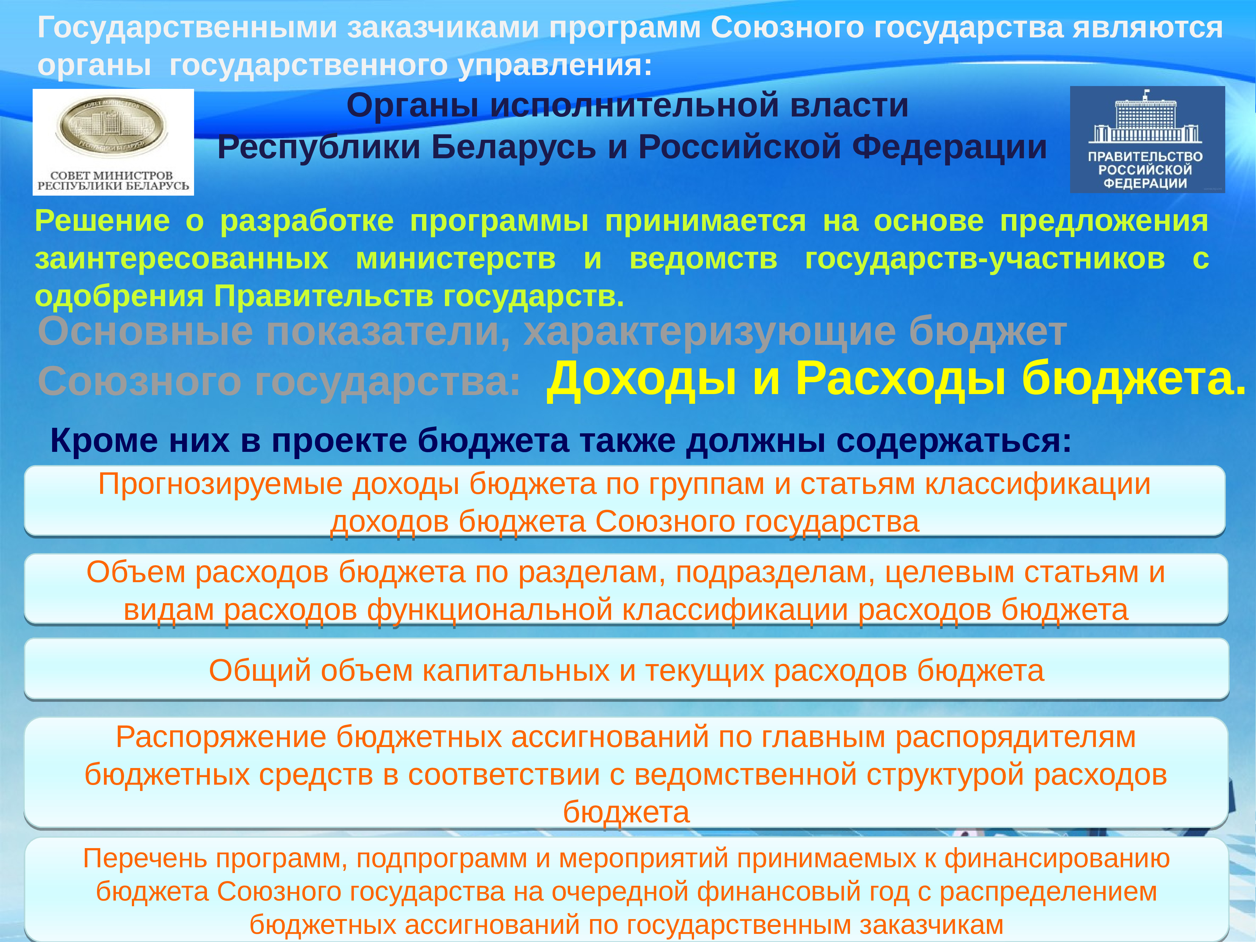 Порядок разработки и реализации проектов союзного государства