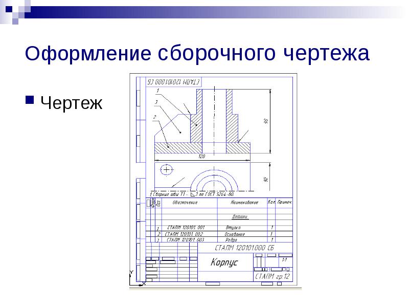 Оформление сборочного чертежа ескд