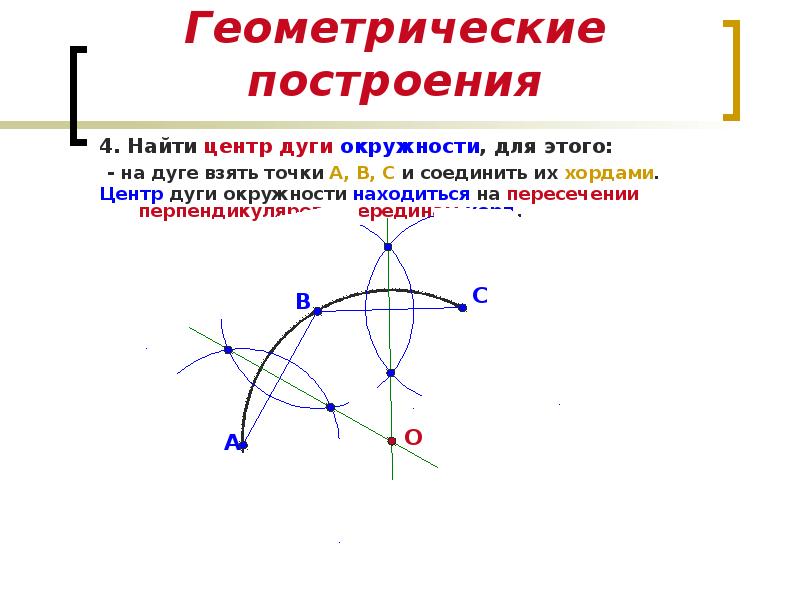 Найти точки дуги