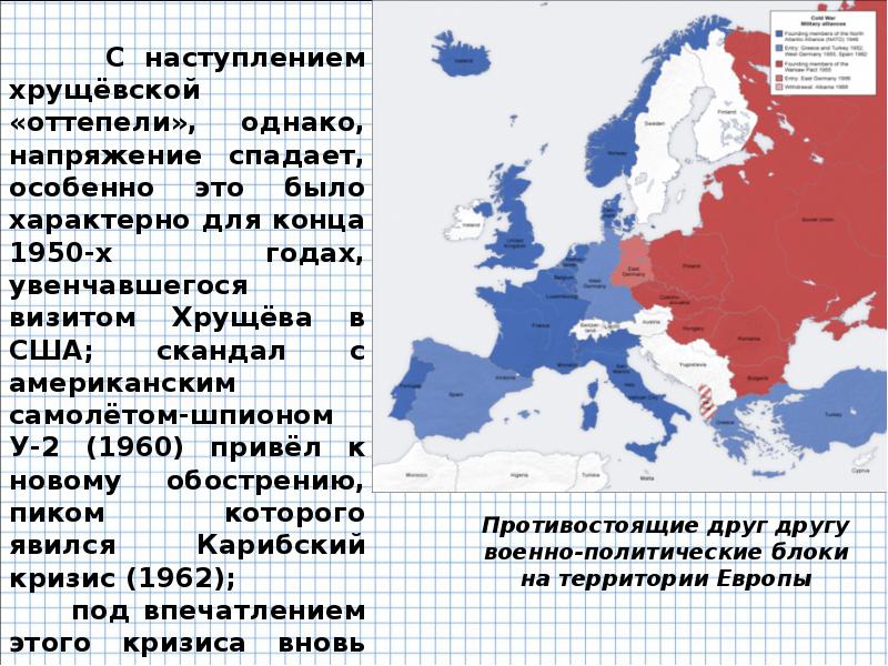 Политические блоки стран. Европа после второй мировой войны холодная война карта. Карта Европы в период холодной войны. Страны НАТО В холодной войне. Холодная война в Европе.